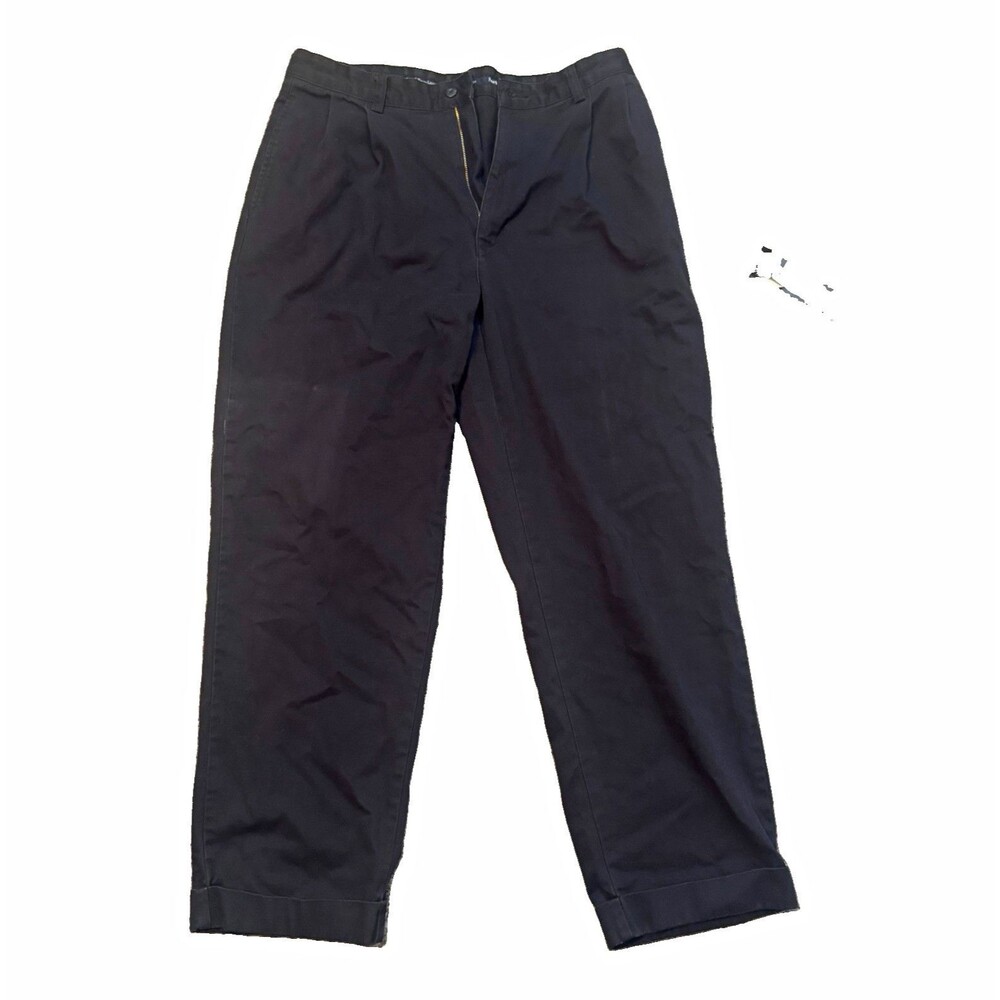 Polo Ralph Lauren Hammond Chino Men’s Black Pleated Cuffed Cotton Pants 34x30